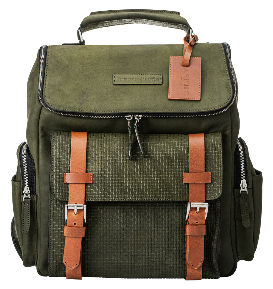 TRAVEL COLLECTION LOS PABLO BACKPACK - LIGHT GREEN AND NUTMEG